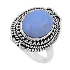 925 silver 5.00cts solitaire natural blue owyhee opal oval ring size 6.5 n50030