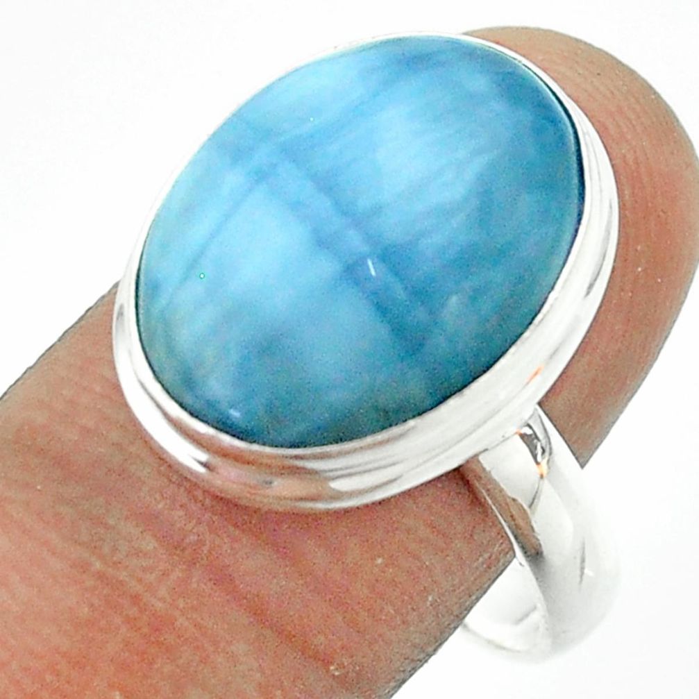 925 silver 12.83cts solitaire natural blue owyhee opal oval ring size 10 t54025