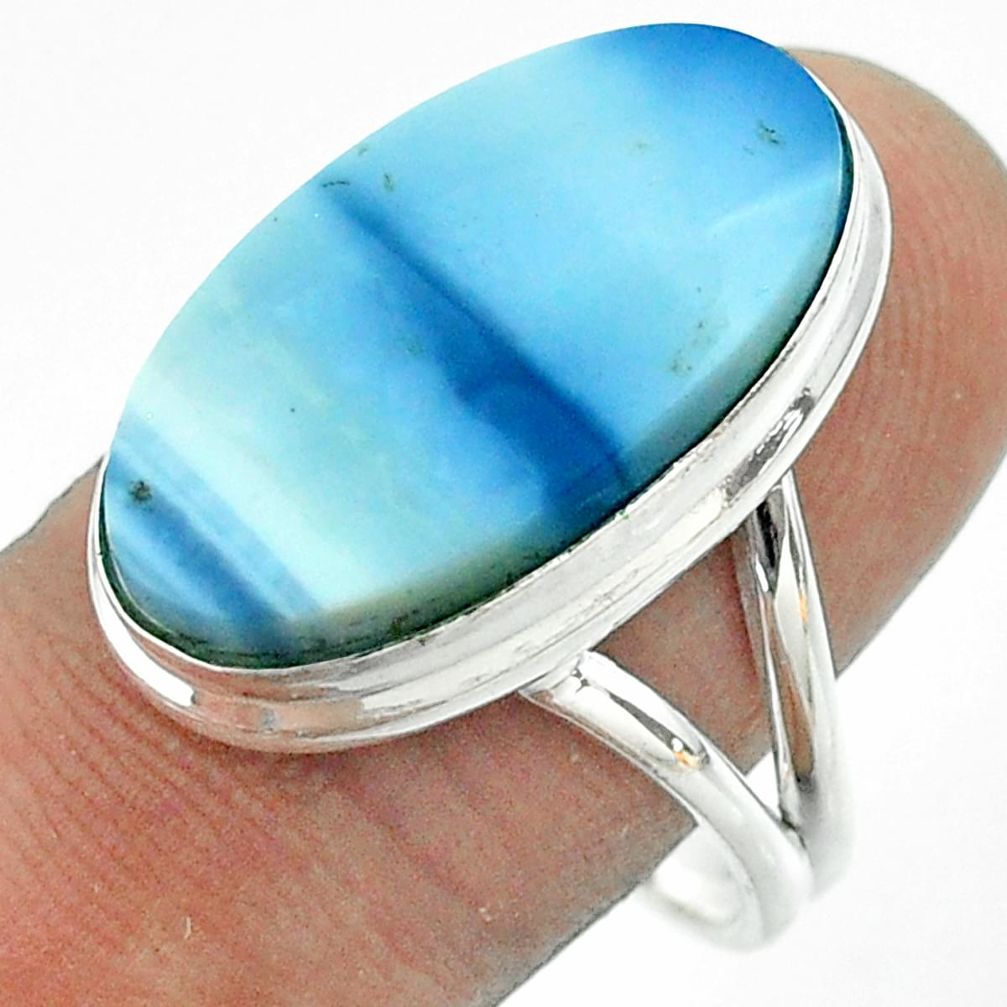 925 silver 14.26cts solitaire natural blue owyhee opal oval ring size 10 t54026