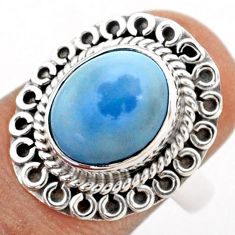 925 silver 4.92cts solitaire natural blue owyhee opal oval ring size 7 t80332