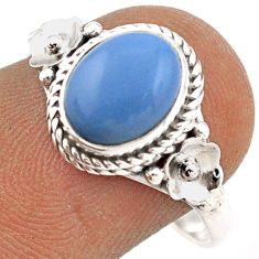 925 silver 3.71cts solitaire natural blue owyhee opal oval ring size 8 t87511