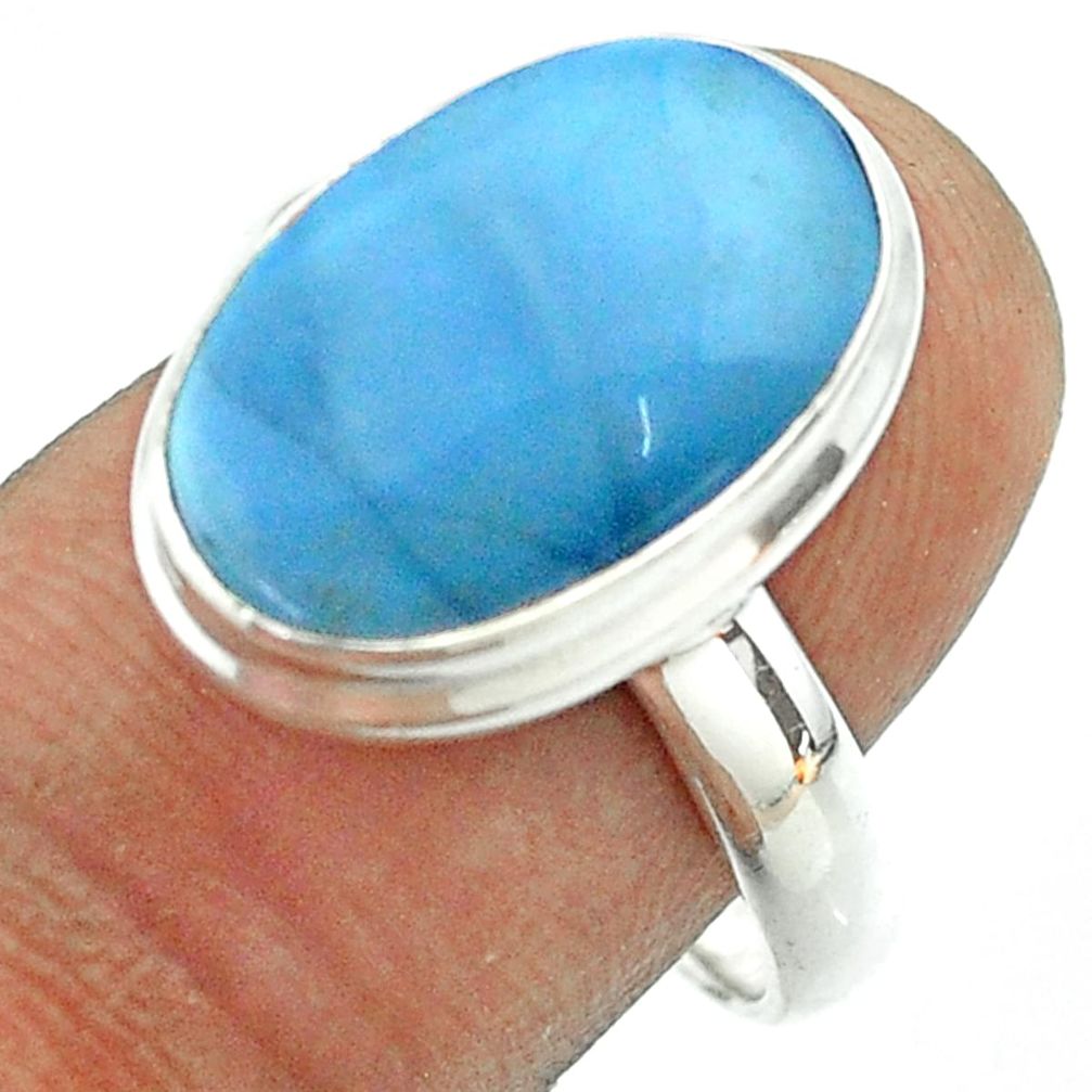 925 silver 10.78cts solitaire natural blue owyhee opal oval ring size 9 t54036