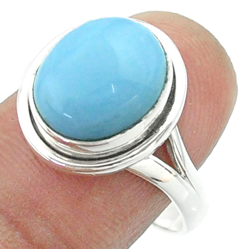 925 silver 5.16cts solitaire natural blue owyhee opal oval ring size 9 t55944