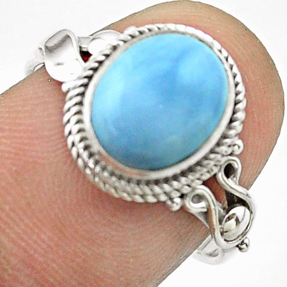 925 silver 3.93cts solitaire natural blue owyhee opal oval ring size 7.5 t57457