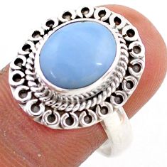 925 silver 5.27cts solitaire natural blue owyhee opal oval ring size 8.5 t80344