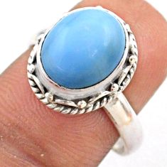 925 silver 4.90cts solitaire natural blue owyhee opal oval ring size 7.5 t80576
