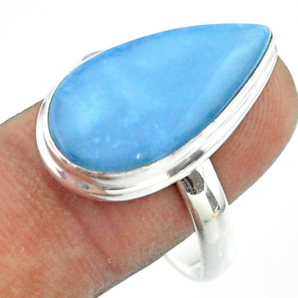 925 silver 14.33cts solitaire natural blue owyhee opal pear ring size 11 t54039