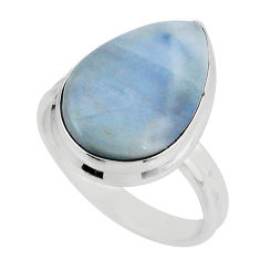 925 silver 10.41cts solitaire natural blue owyhee opal pear ring size 8.5 y54954