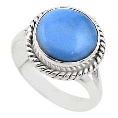 925 silver 5.34cts solitaire natural blue owyhee opal round ring size 7 t75358