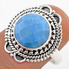 925 silver 5.08cts solitaire natural blue owyhee opal round ring size 8 t80340