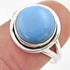 925 silver 5.38cts solitaire natural blue owyhee opal round ring size 7.5 t76014