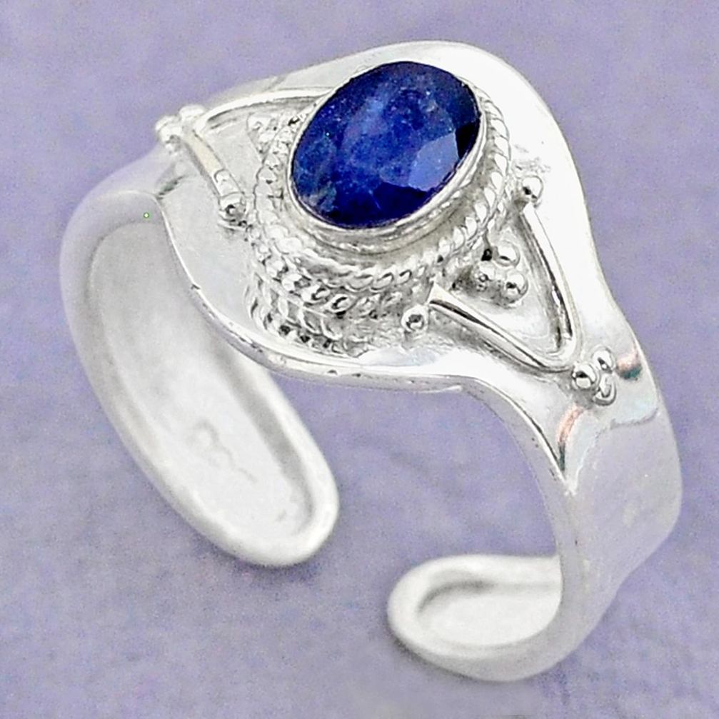925 silver 1.40cts solitaire natural blue sapphire adjustable ring size 9 t32144