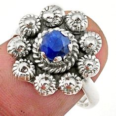 925 silver 0.82cts solitaire natural blue sapphire flower ring size 7 t40711