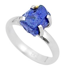 925 silver 5.17cts solitaire natural blue sapphire rough ring size 8 u38071