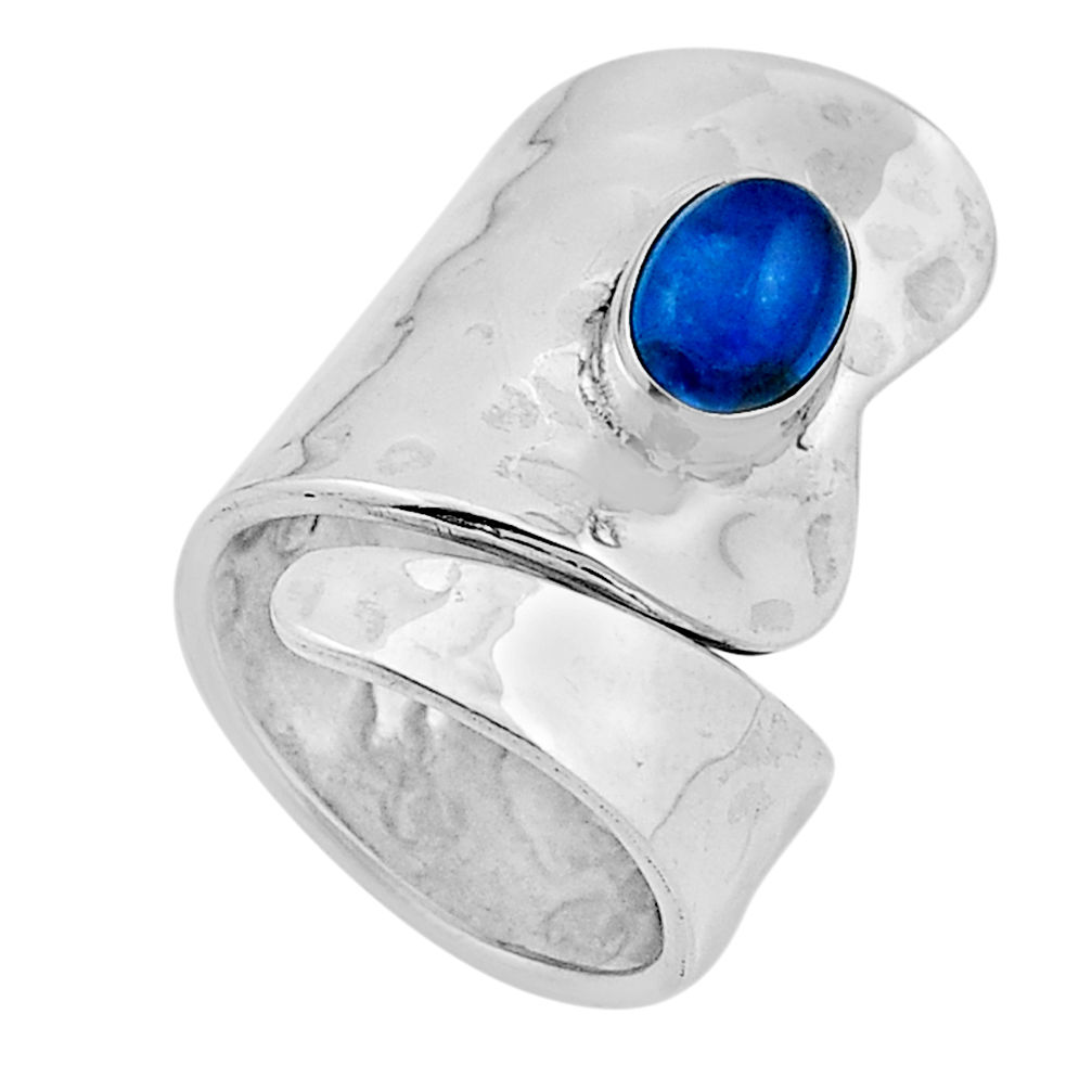 925 silver 2.19cts solitaire natural blue smithsonite adjustable ring n12671
