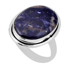 925 silver 10.19cts solitaire natural blue sodalite oval ring size 6.5 n30497