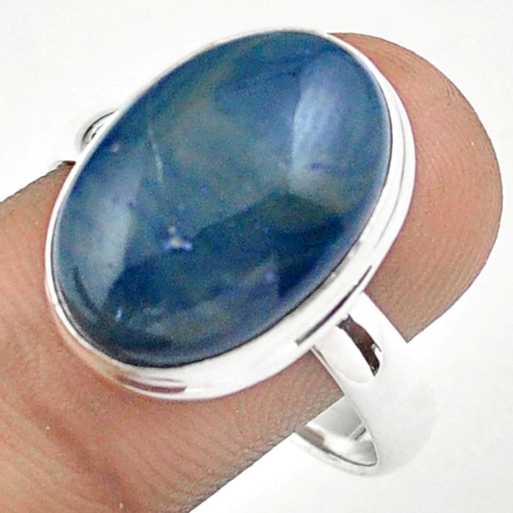 925 silver 11.27cts solitaire natural blue swedish slag oval ring size 11 u11943