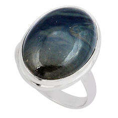 925 silver 17.20cts solitaire natural blue swedish slag ring size 8.5 y23488