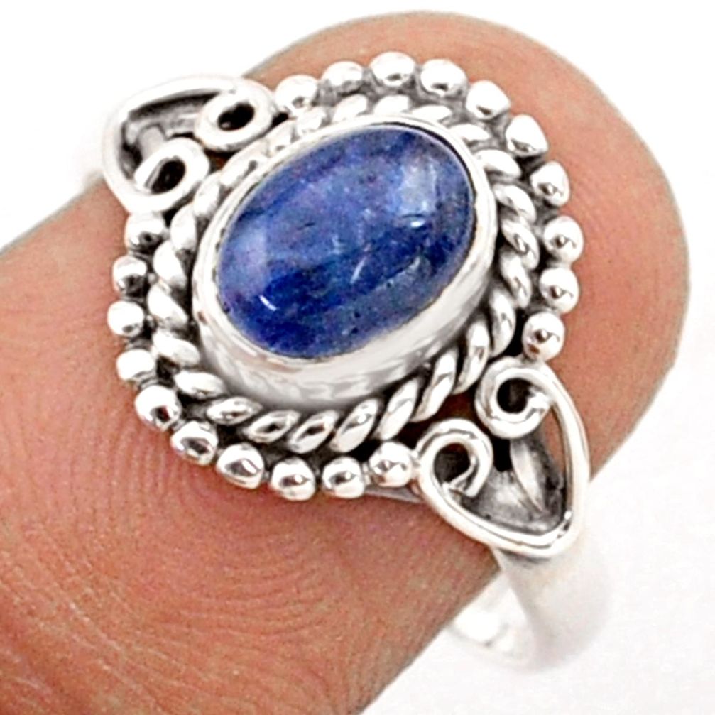 925 silver 2.11cts solitaire natural blue tanzanite oval ring size 8.5 t78543