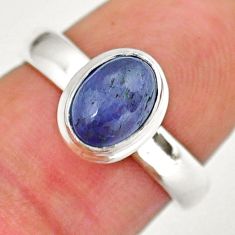 925 silver 2.02cts solitaire natural blue tanzanite oval ring size 6.5 y16419