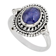 925 silver 2.99cts solitaire natural blue tanzanite oval ring size 8.5 y75149