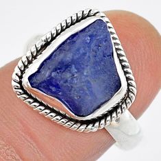 925 silver 5.12cts solitaire natural blue tanzanite rough ring size 7 u87858