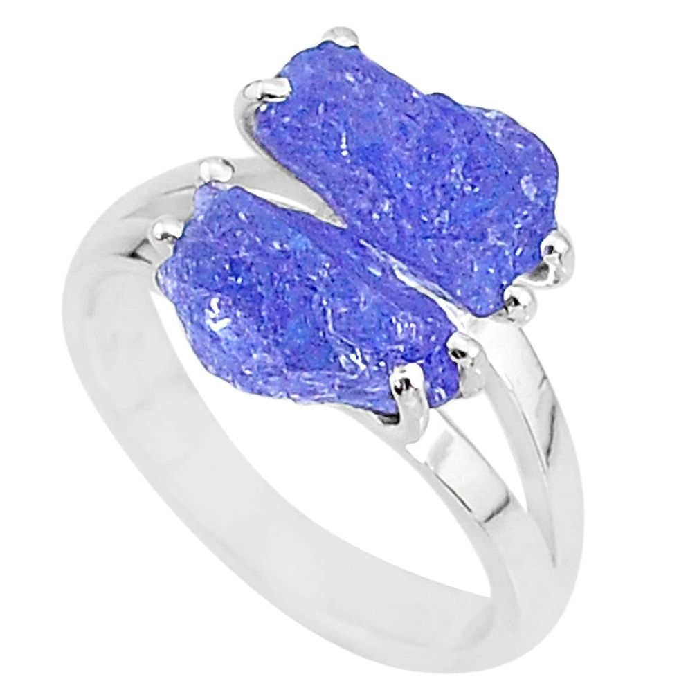 925 silver 9.18cts solitaire natural blue tanzanite raw ring size 8 t6935