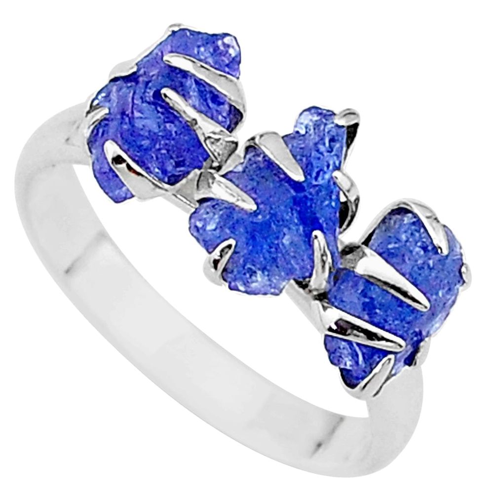 925 silver 8.12cts solitaire natural blue tanzanite raw ring size 9 t17227