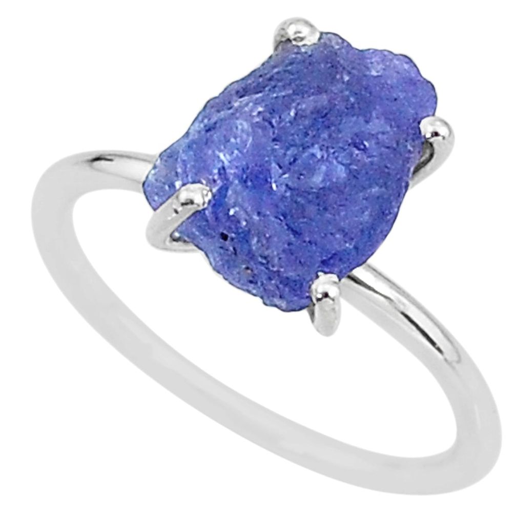 925 silver 6.68cts solitaire natural blue tanzanite raw ring size 9 t6828