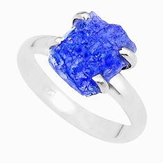 925 silver 5.38cts solitaire natural blue tanzanite rough ring size 9 u38011