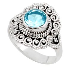 925 silver 2.55cts solitaire natural blue topaz round shape ring size 6 t81837