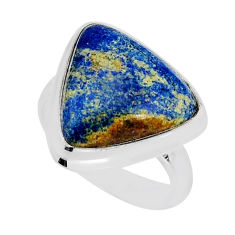 925 silver 10.01cts solitaire natural blue turquoise azurite ring size 6 y78269