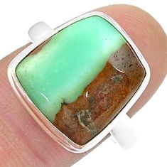 925 silver 10.62cts solitaire natural boulder chrysoprase ring size 10 u47889