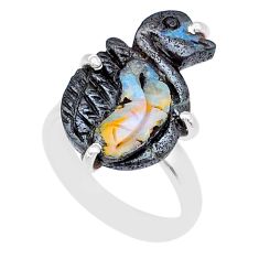 925 silver 9.54cts solitaire natural boulder opal carving ring size 7 u67103