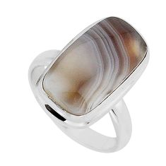 925 silver 8.75cts solitaire natural brown botswana agate ring size 7.5 y69320