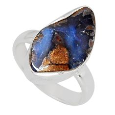 925 silver 7.21cts solitaire natural brown boulder opal fancy ring size 6 y79940
