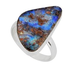 925 silver 13.49cts solitaire natural brown boulder opal ring size 9 y79927