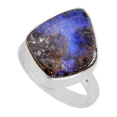 925 silver 13.04cts solitaire natural brown boulder opal ring size 7.5 y79934