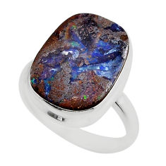 925 silver 10.46cts solitaire natural brown boulder opal ring size 7.5 y88860