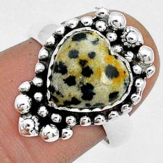 925 silver 5.11cts solitaire natural brown dalmatian heart ring size 7 u82078