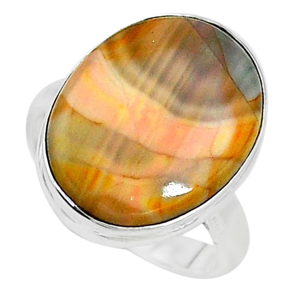 925 silver 13.70cts solitaire natural brown imperial jasper ring size 7.5 t10471