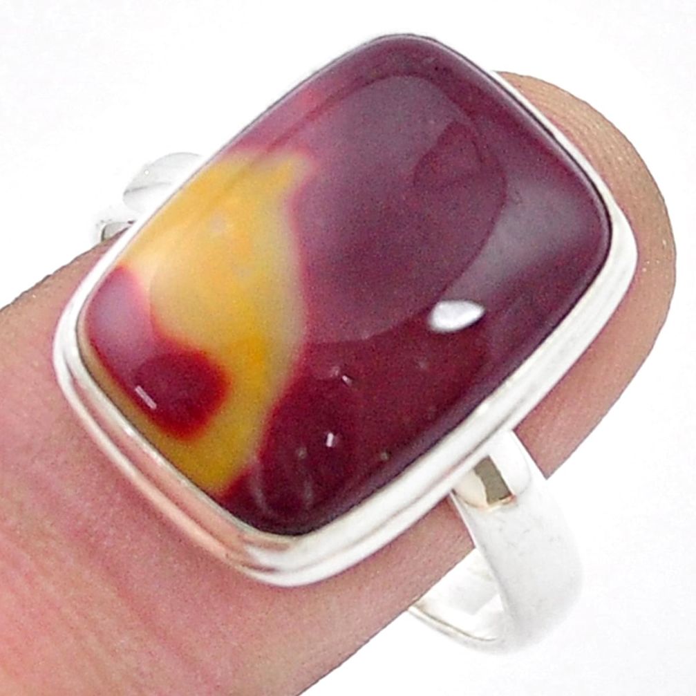 925 silver 13.39cts solitaire natural brown mookaite octagan ring size 11 u47568