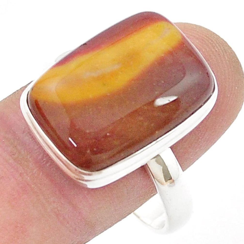 925 silver 13.45cts solitaire natural brown mookaite octagan ring size 11 u47578