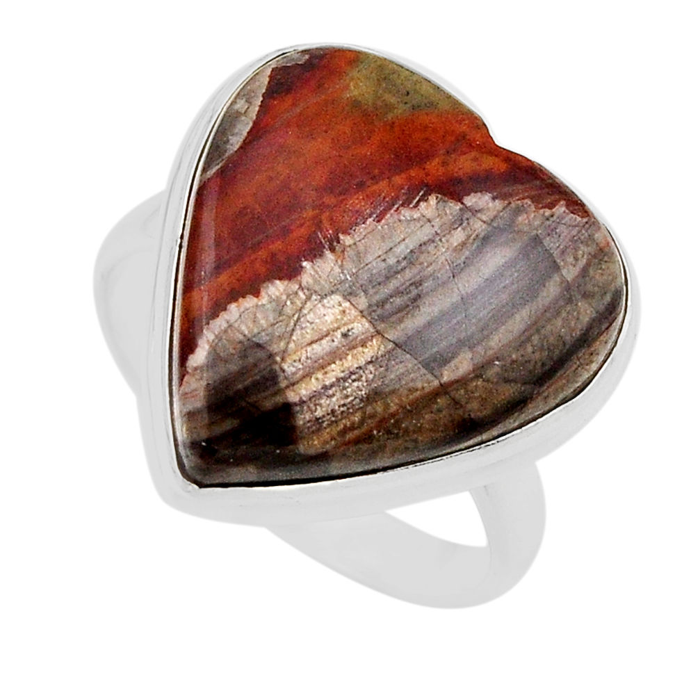 925 silver 16.24cts solitaire natural brown mushroom rhyolite ring size 9 y88459