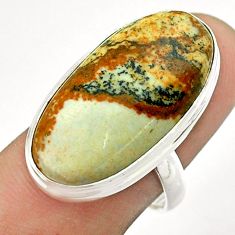 925 silver 19.90cts solitaire natural brown picture jasper ring size 8.5 t54759