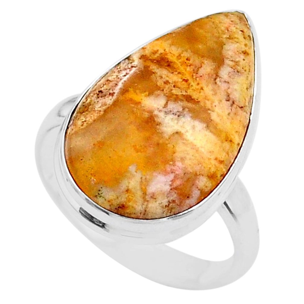 925 silver 13.87cts solitaire natural brown plum wood jasper ring size 9 t27708