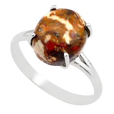 925 silver 5.22cts solitaire natural brown septarian gonads ring size 9 t67289
