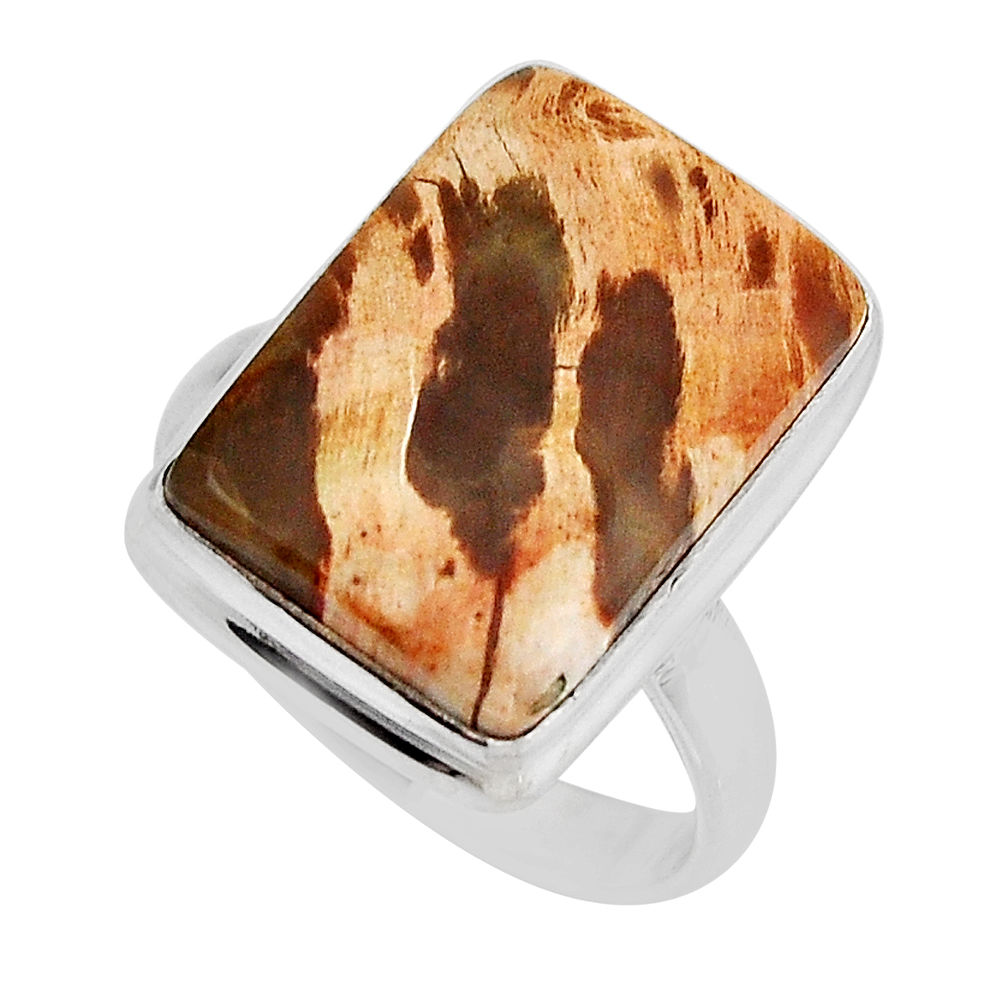 925 silver 13.28cts solitaire natural brown septarian gonads ring size 9 y56416