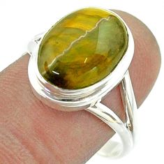 925 silver 5.71cts solitaire natural brown tiger's eye oval ring size 9 t55967