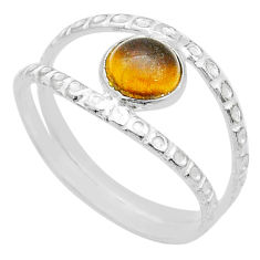 925 silver 1.24cts solitaire natural brown tiger's eye ring size 7.5 u67770
